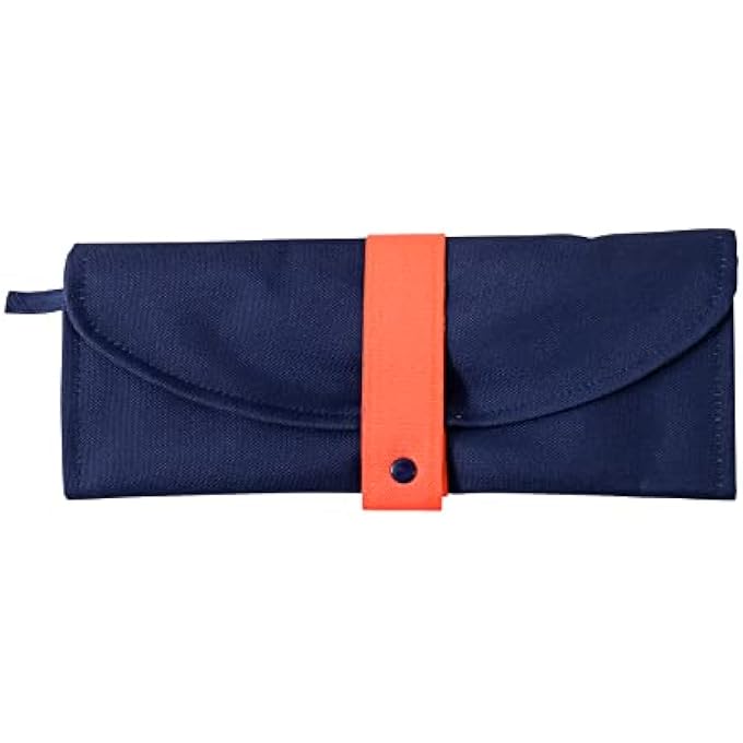 Joules NAVY & ORANGE TRAVEL BACKGAMMON SET WITH ROLL UP GAMEBOARD WITH ZIP POCKET PLUS 30 WOODEN COUNTERS AND 3 DICE - Image 3